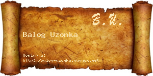 Balog Uzonka névjegykártya